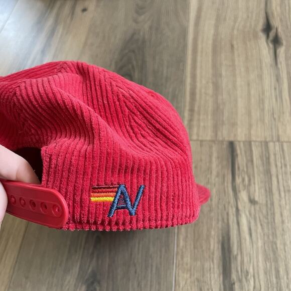 Aviator Nation Signature Aspen CO Trucker Hat Red Corduroy Rope Snap Back EUC main image 4